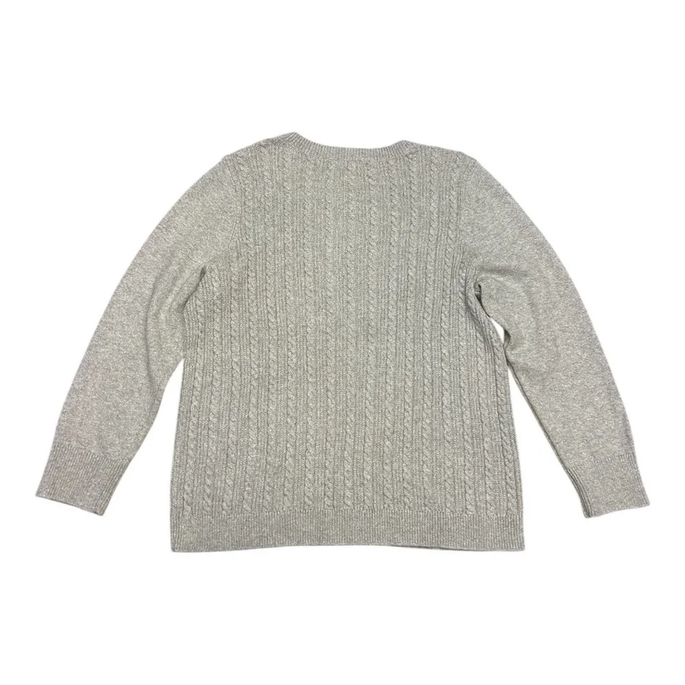 Talbots Plus Metallic Allover Cable Knit Crewneck Sweater - Picture 7 of 10